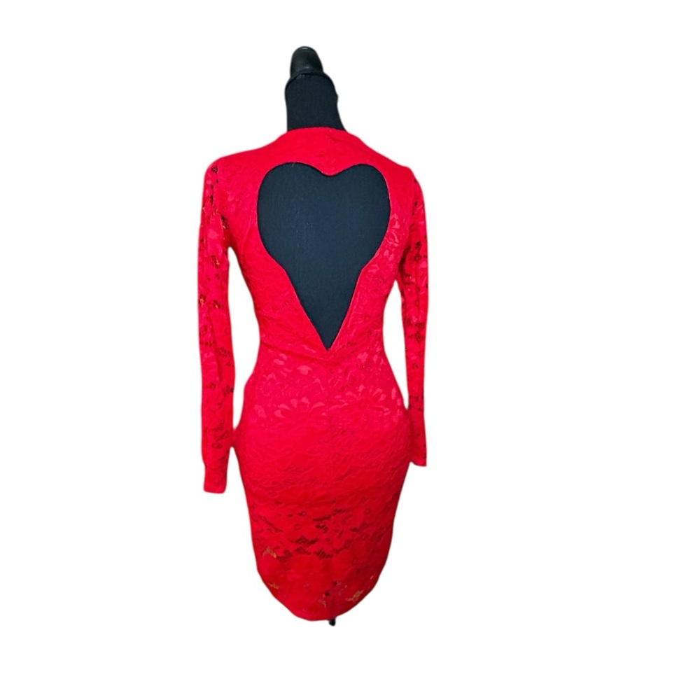 Red Lace Heart-Back Dress